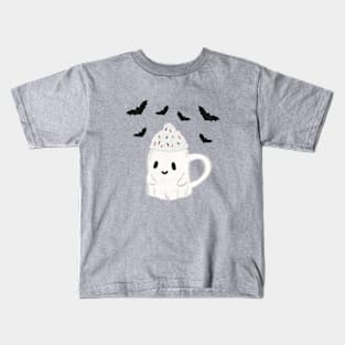 Cute ghost art, spooky cute ghost mug drawing Kids T-Shirt